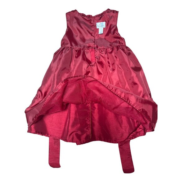 Lilybird Girls 4T Red Satin Holiday Dress Bow Flower Detail Party Formal - Picture 7 of 13